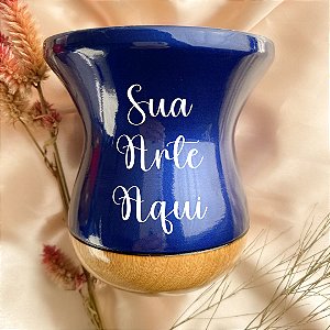 Cuia de Chimarrão Madeira Azul Personalizada