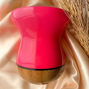 Cuia de Chimarrão Rosa Neon Madeira Imbuia