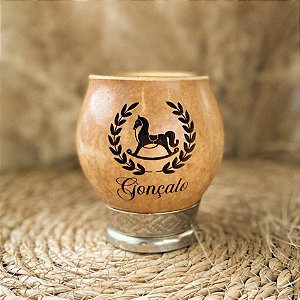 Cuia de Chimarrão Coquinho Personalizada Porongo Pé de Metal