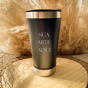 Copo Térmico Inox Preto Personalizado 473ML