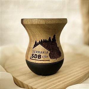 Cuia de Chimarrão Invertida Preta Fosca Madeira Personalizada