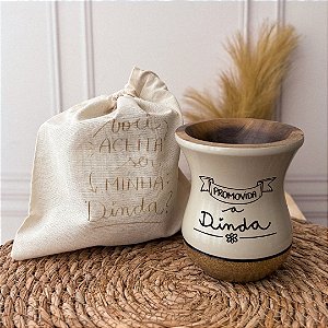 Kit Cuia Nude Bicolor + Saquinho Algodão Cru - Personalizado