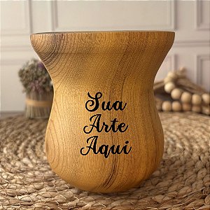 Cuia De Chimarrão Inteira Natural Fosca Madeira Personalizada