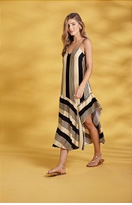 Vestido Listrado Preto