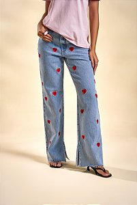 Calça Jeans Bordada Self Love