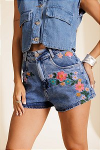 Short Bordado Flower