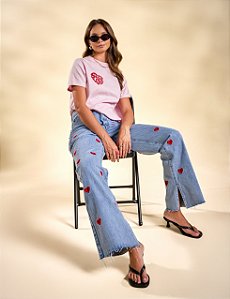 Calça Jeans Bordada Self Love