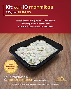 Kit com 10 marmitas de 420g