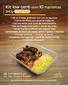 Kit LOW CARB com 10 marmitas de 340g