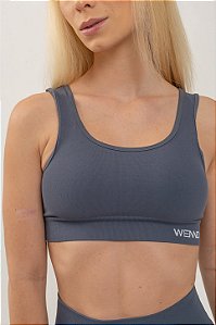 Top Fitness Seamless Lovely Canelado Cinza Fendi