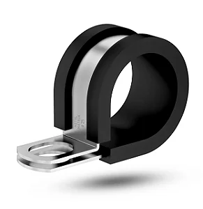 Abraçadeira Clip 50mm Revestimento Borracha Fita Aço Carbono