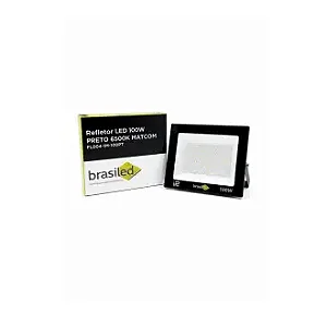 Refletor LED 100w Preto 6500K Brasiled Bivolt