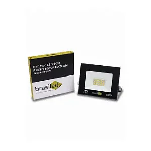 Refletor LED 50w Preto 6500K Brasiled Bivolt