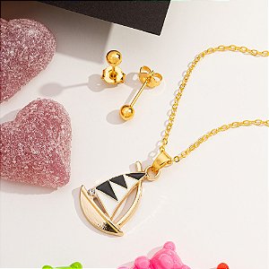 Conjunto Infantil Barquinho banhado a ouro CJI 00028