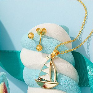 Conjunto Infantil barquinho banhado a ouro CJI 00032