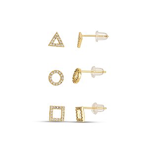 Trio de brinco dourado BR00038