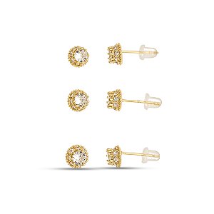 Trio de brinco redondo dourado BR00041