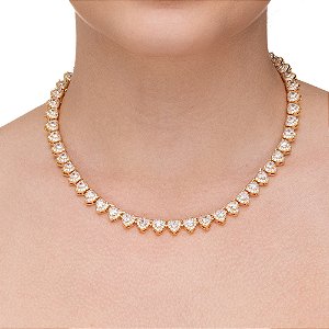 Choker coração dourado com zircônia CL00001
