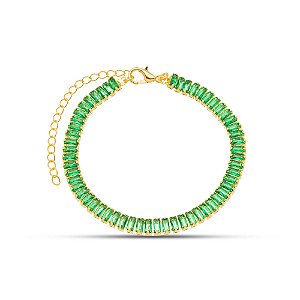 Pulseira baguete esmeralda  dourado PL00006