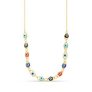 Choker olho grego dourado CL00003