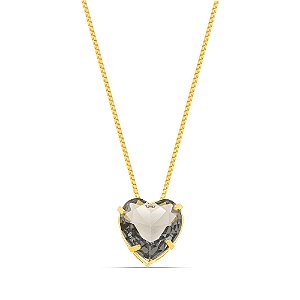 Colar coração fumê em banho de ouro CL 00017