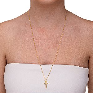 Colar longo Jesus em banho de ouro CL 00050