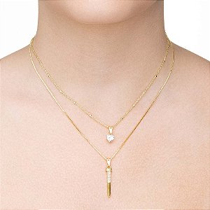 Colar duplo prego em banho de ouro CL 00061
