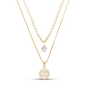 Colar duplo dourado CL 00062