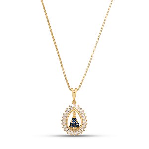 Colar Nossa Senhora gota com pedra de zircônia CL 00080