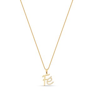 Colar Fé com pedra de zircônia em banho de ouro CL 00084