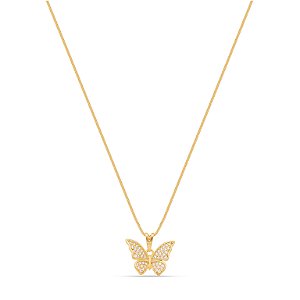 Colar borboleta zircônia banhado a ouro CL 00092