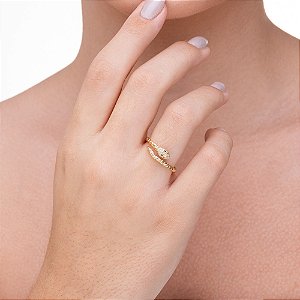 Anel Aberto Serpente Cravejada folheado a ouro