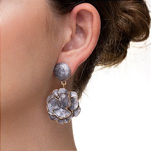 Brinco Pendente Flor Esmaltada