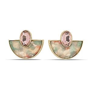 Brinco Botão Geométrico bijuteria