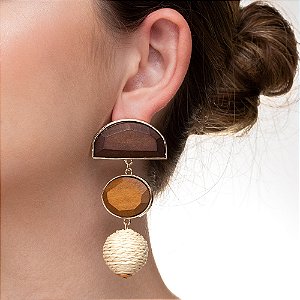 Brinco Pendente Boho Geométrico em bijuteria