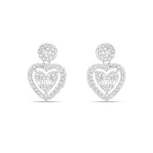 Brinco Coração Vazado Luxo em Ródio