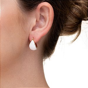 Brinco Argola Gota Esmaltada Folheada a Ouro