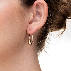 Brinco Gota Minimalista Hook Folheado a Ouro