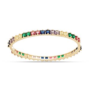 Bracelete Rígido Riviera Multicolorido folheado a ouro