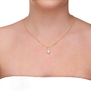 Colar Ponto de Luz Coração em Cristal folheado a ouro