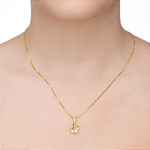 Colar Flor com Pétalas Cravejadas folheado a ouro