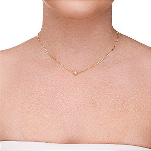 Colar  com Esfera Diamantada folheada a ouro