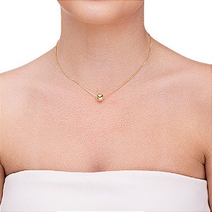 Colar Gargantilha com Esfera Lisa Polida folheada a ouro