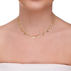 Colar com Mini Corações Lisos folheado a ouro