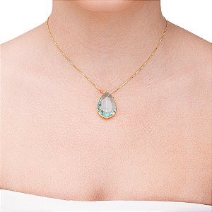 Colar gota de vidro Acqua folheado a ouro