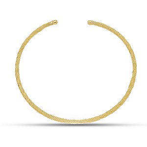 Conjunto de choker e bracelete aro torcido folheado a ouro