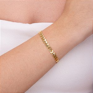 Pulseira escama de peixe detalhada folheada a ouro