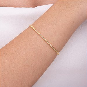 Pulseira rivieira com zircônia cristal folheado a ouro