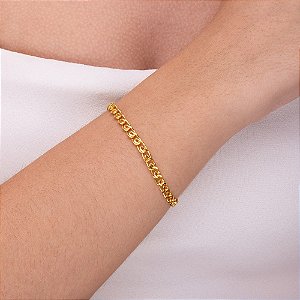 Pulseira de corrente detalhada folheada a ouro