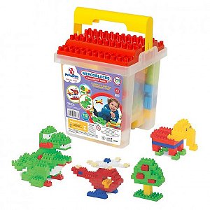 Balde de Blocos Mercoblocks 110 Peças Mercotoys